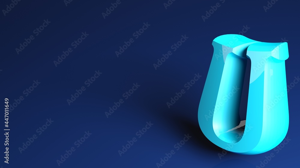 Blue background with U letter - 3D rendering illustration Blue background with U letter - 3D rendering illustration