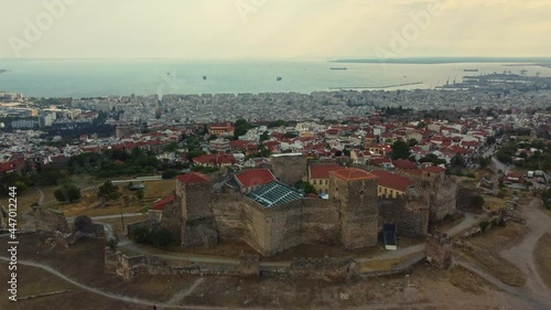 Aerial View of Thessaloniki city, Old city and Walls photo