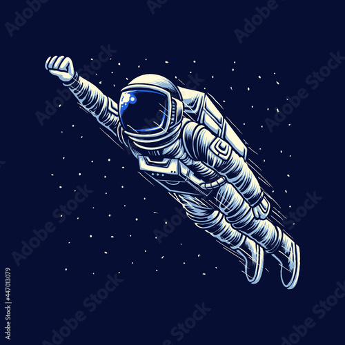 flying astronaut galaxy vector illustration