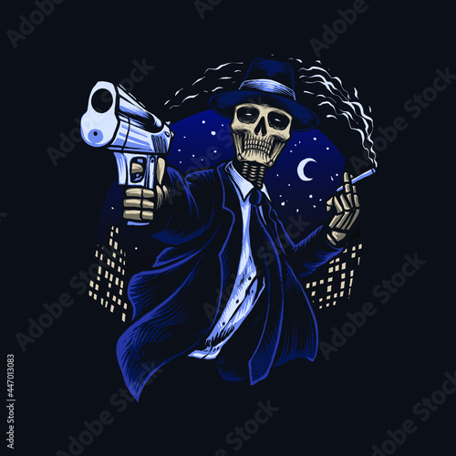 mafia gangster skull vector illustration