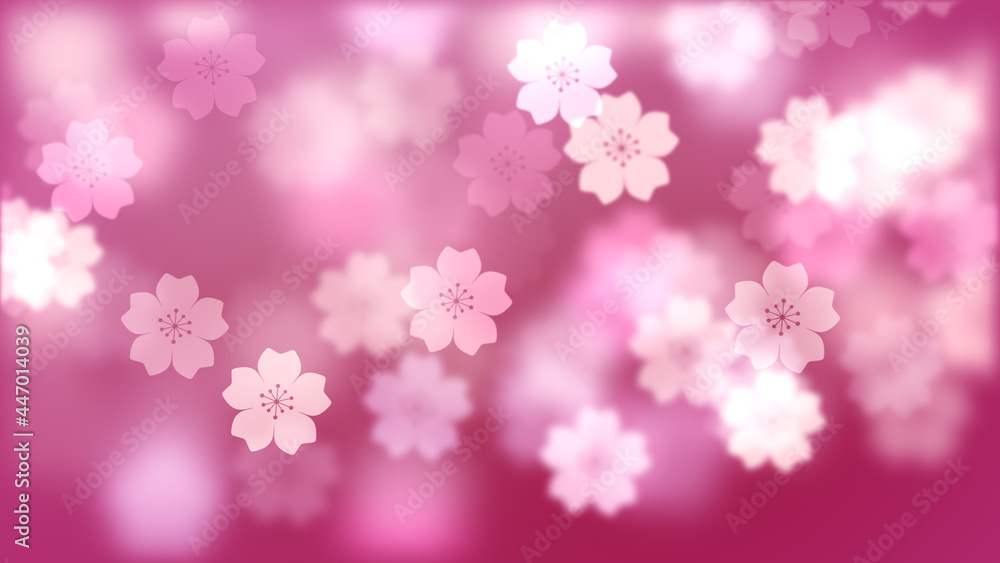 Abstract Seasonal Spring Red Blurry Sharp Big Shapes Cherry Blossom Flowers Light Background Design