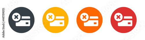 Credit card with payment rejection icon vector illustration.