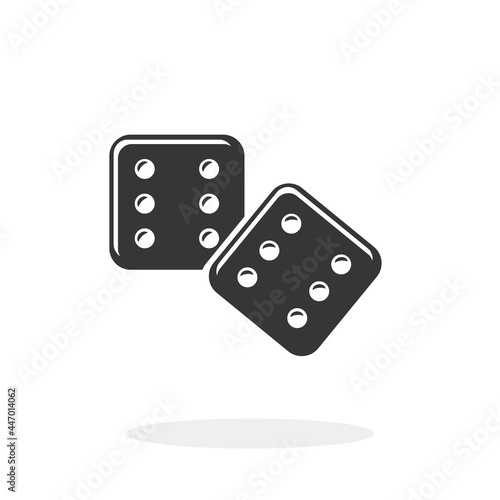 Gaming Dice Double Sixes Black Icon Vector illustration