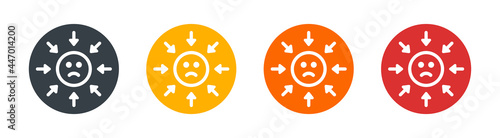 Stressful, sadness, depression emoticon icon vector illustration.