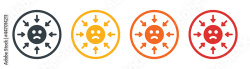 Emoji face with sad, unhappy, pressure icon. Expression concept