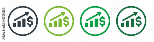 Growth chart, increase profit icon vector illustration.
