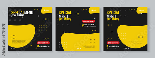 Food social media pack template premium vector