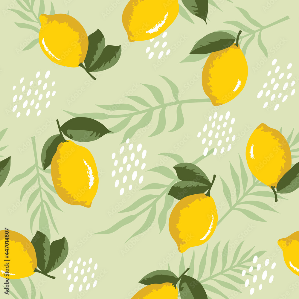 Vector summer pattern with lemons, flowers and leaves. Seamless texture design. Vector summer pattern with lemons, flowers and leaves. Seamless texture design.