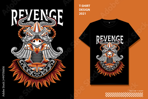 ostrich demon revenge illustration t-shirt design