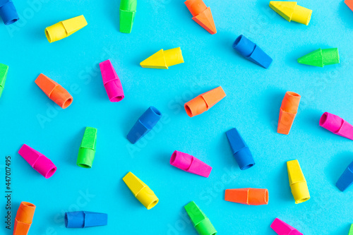 A Rainbow Pencil End Erasers in a Background Great for Back to School