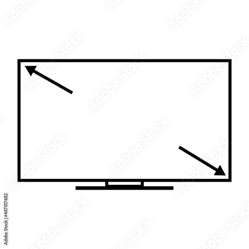 Tv screen size icon on white background. full screen tv sign. wide screen symbol. flat style.