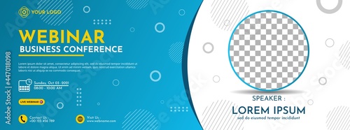 Modern banner template design for business webinar, marketing webinar, online class program, etc