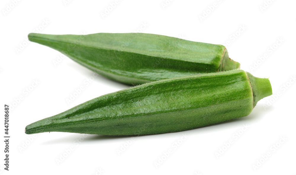Fresh young okra isolated on white background Fresh young okra isolated on white background