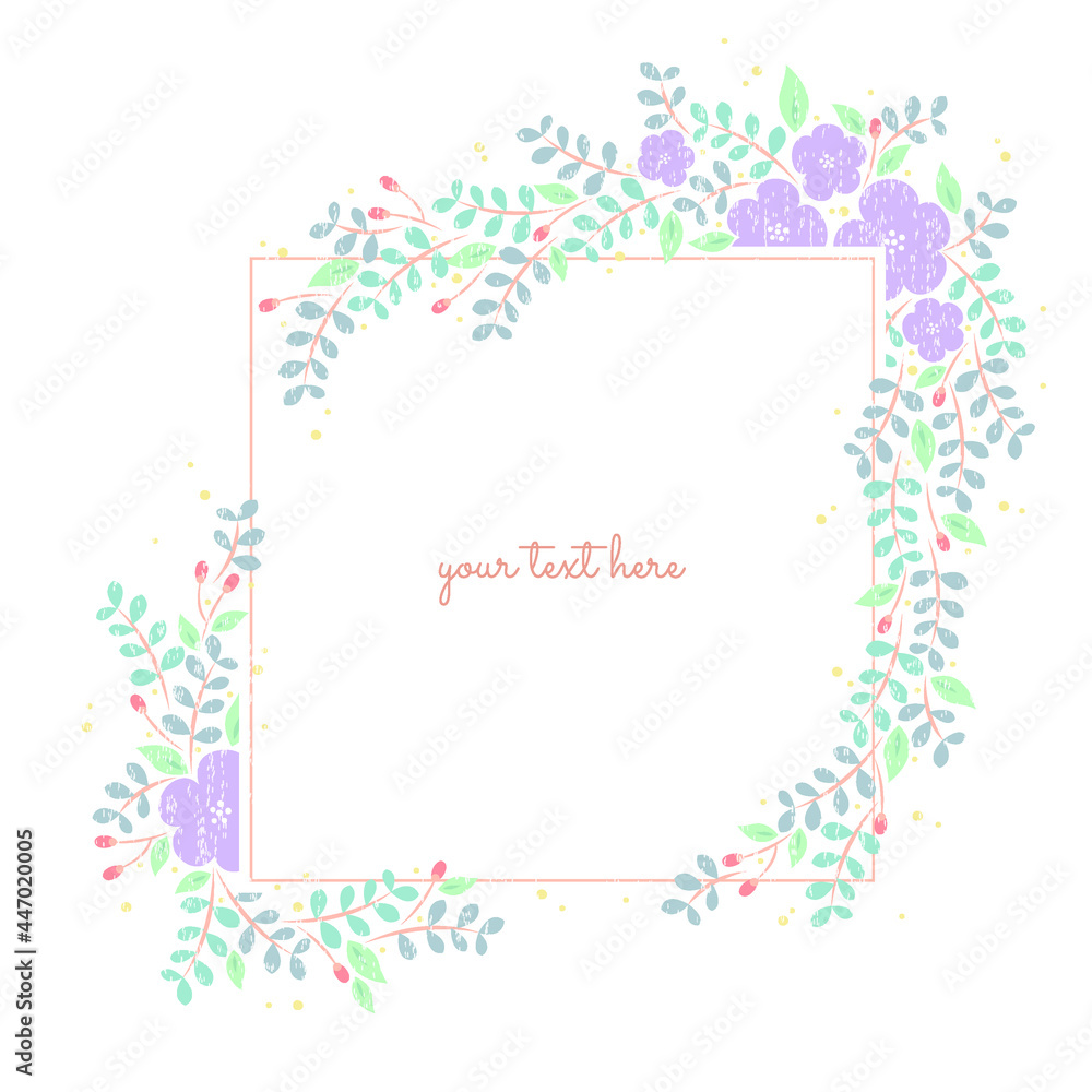 floral elements and flowers wreaths in watercolor style for cards and wedding invitations.