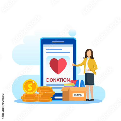 Online donation. Flat vector template Style Suitable for Web Landing Page.