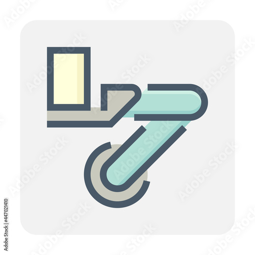 Restaurant automation vector icon. Artificial intelligence technology with robotic hand and arm to service, serve beverage with drinking glass. Technology for replace human i.e. waiter. 48x48 pixel.
