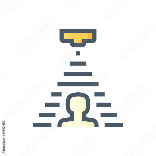 Motion detector or human sensor (PIR) vector icon. Device for detect movement, motion of body by infrared at driveway, outdoor or room and control security alarm, light for smart home. 48x48 pixel.