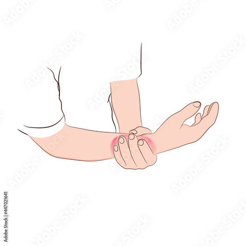 image graphics vector outline Wrist pain is often caused by sprains or fractures from sudden injuries concept health care