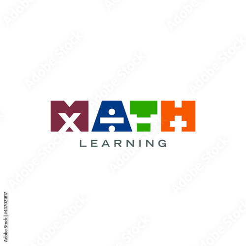 Mathematic Learning Logo Design. Math Symbol. Education Vector Illustration.