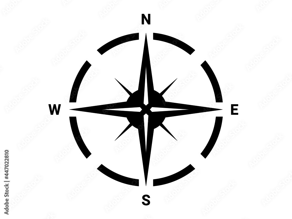 Flat compass direction. Black Map symbol. Flat compass direction. Black Map symbol.