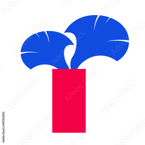 Minimalist Indoor Plant - Amazing flat vector illustration of a blue indoor plant on a long red pot suitable for animation, website, apps, icon, sign, design assets, and illustration in general