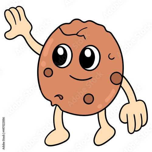 Chocolate cookies are happy, doodle icon image kawaii
