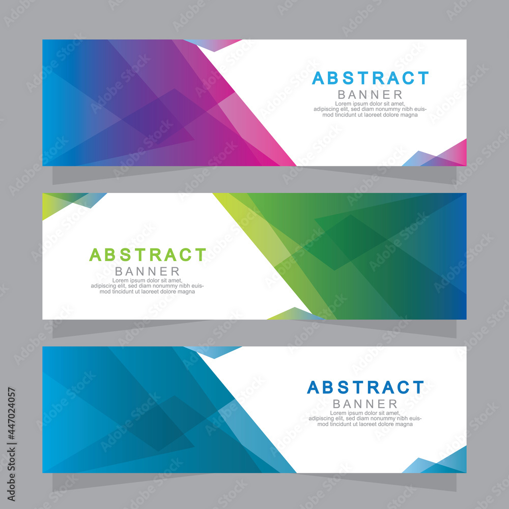 Fototapeta premium Vector abstract design web banner template. Web Design Elements - Header Design. Abstract geometric web banner template on grey background.Modern banner.