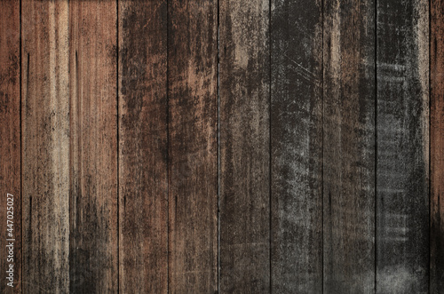 Dark brown weathered wood plank background. Vintage wooden palette board wall texture