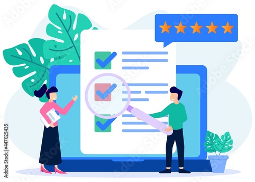 Illustration vector graphic cartoon character of online survey