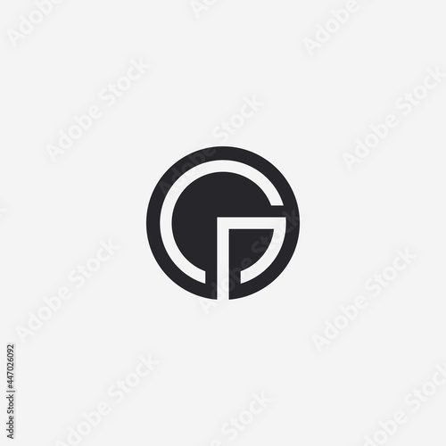 Letter GP circle logo design template.