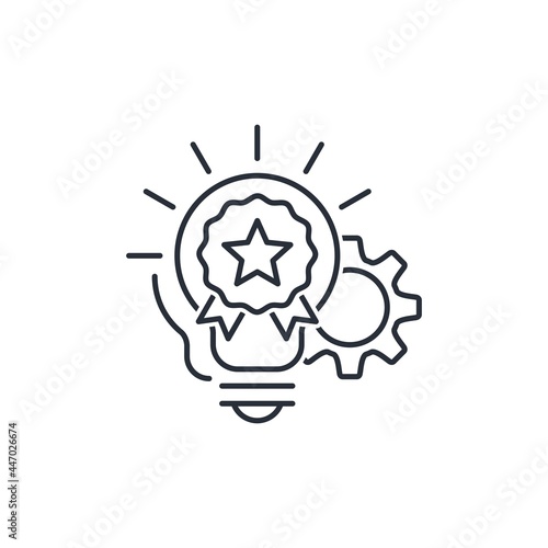 Outstanding scientific research, revolutionary inventions. Vector linear icon isolated on white background.