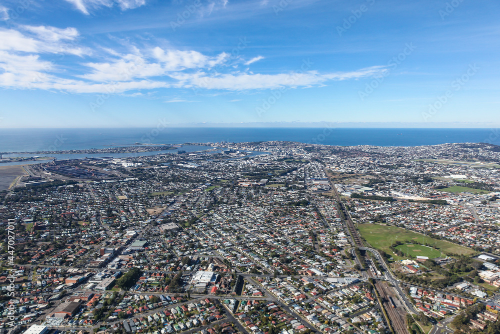 Newcastle NSW Australia - Aerial view. Australia's second oldest city is the largest regional city in the country