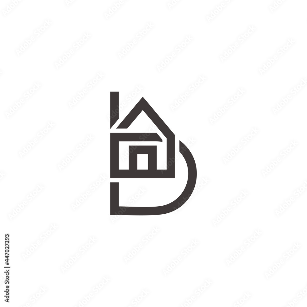 letter b home shape simple geometric line logo vector letter b home shape simple geometric line logo vector