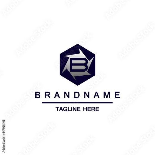 Letter B inside polygon logo design template