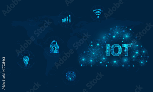 Internet of thing cloud digital technology design.IOT world security and data information.internet log in connecting.finger scanner.