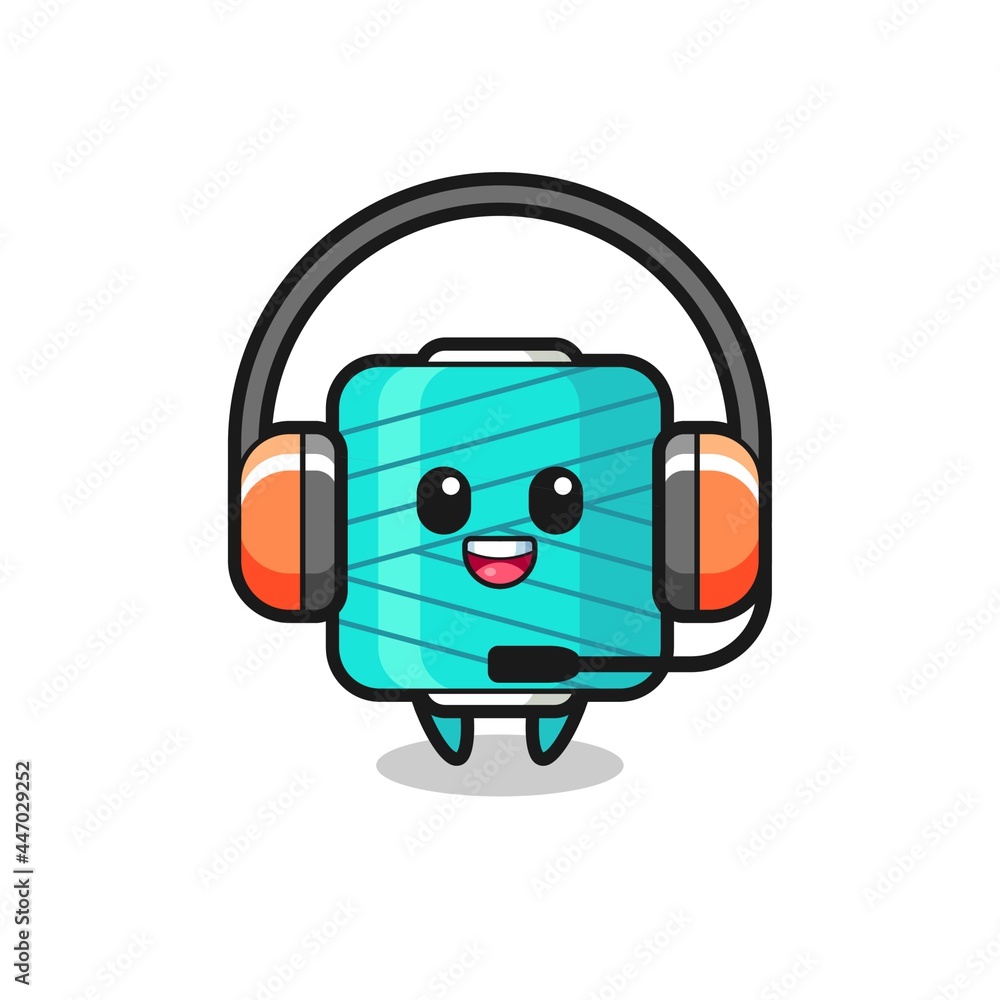 Cartoon mascot of yarn spool as a customer service Cartoon mascot of yarn spool as a customer service