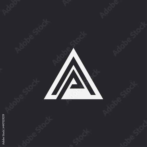 Letter AP triangle logo design template. Back ground black.