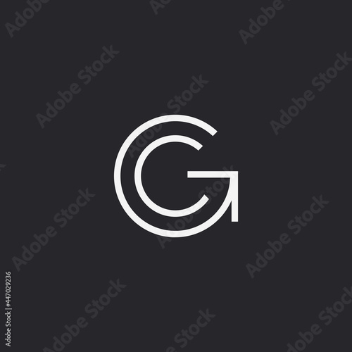 Letter CG line art logo design template. black background.