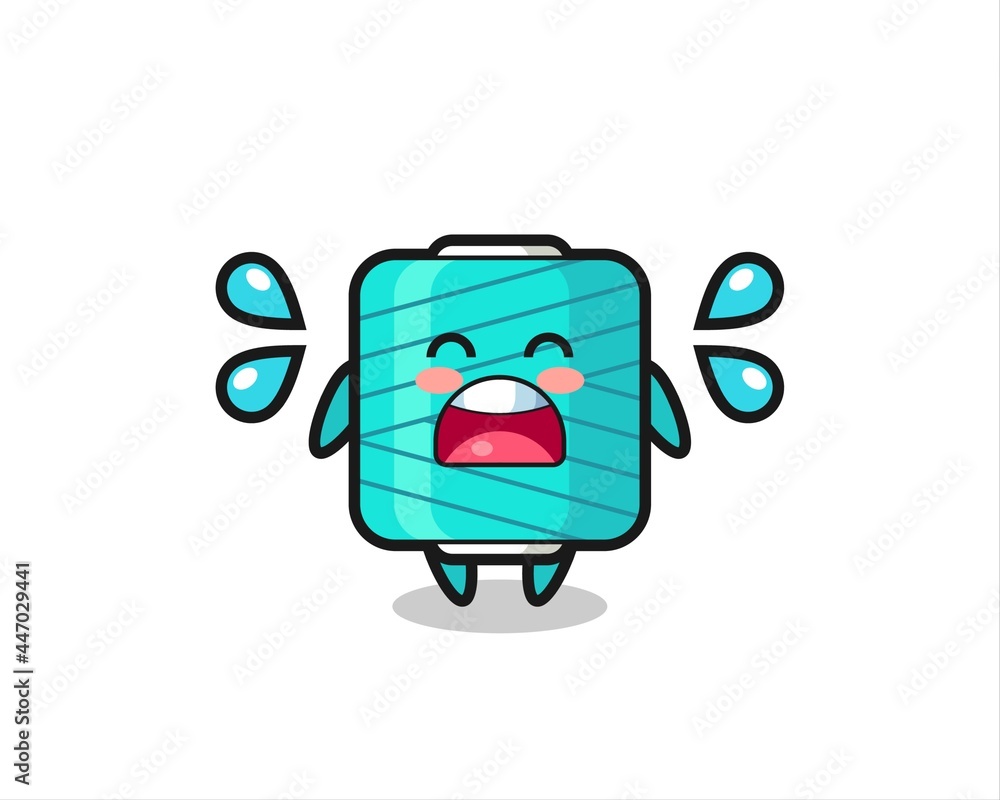 yarn spool cartoon illustration with crying gesture yarn spool cartoon illustration with crying gesture