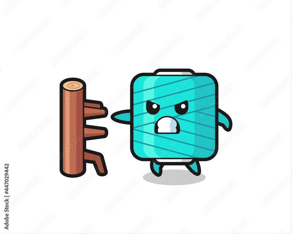 yarn spool cartoon illustration as a karate fighter yarn spool cartoon illustration as a karate fighter