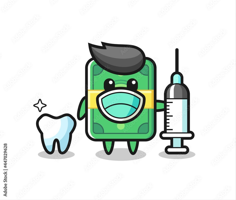 Mascot character of money as a dentist Mascot character of money as a dentist