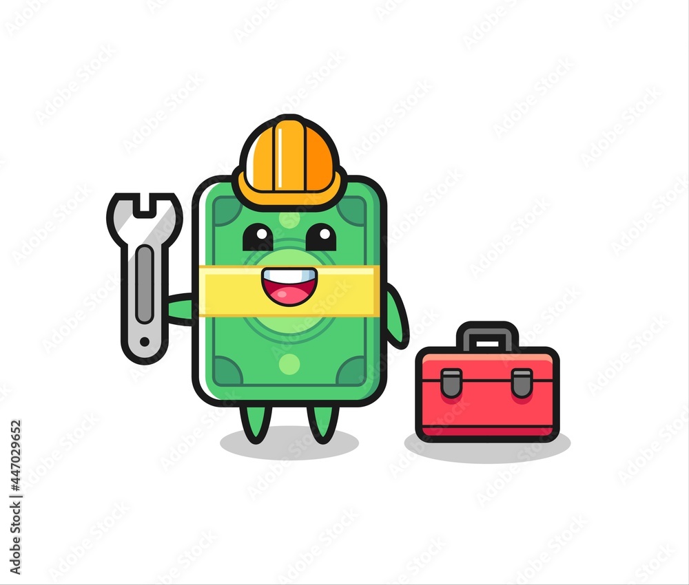 Mascot cartoon of money as a mechanic Mascot cartoon of money as a mechanic