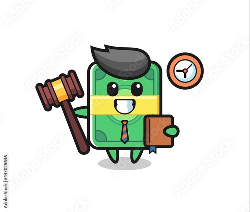 Mascot cartoon of money as a judge