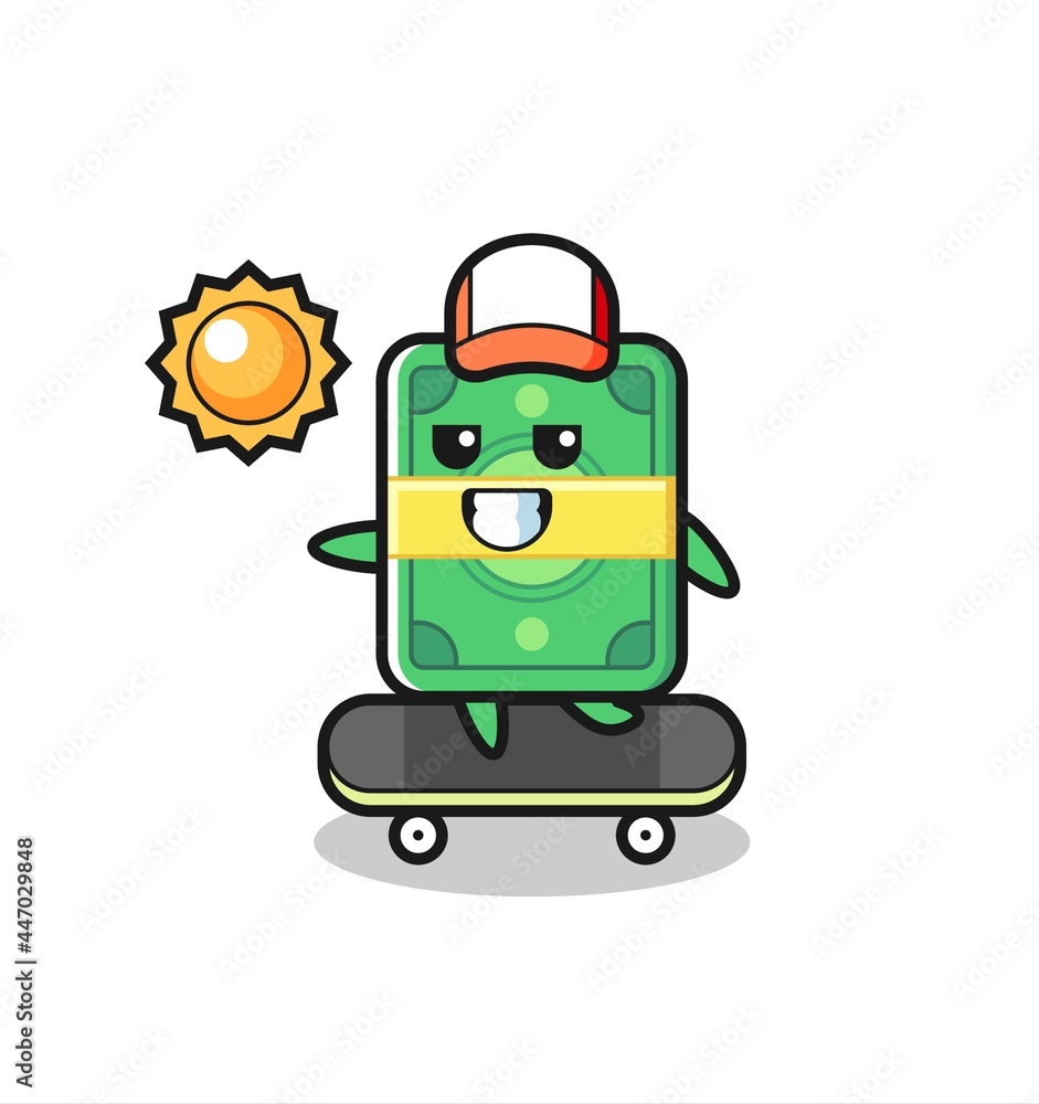 money character illustration ride a skateboard money character illustration ride a skateboard