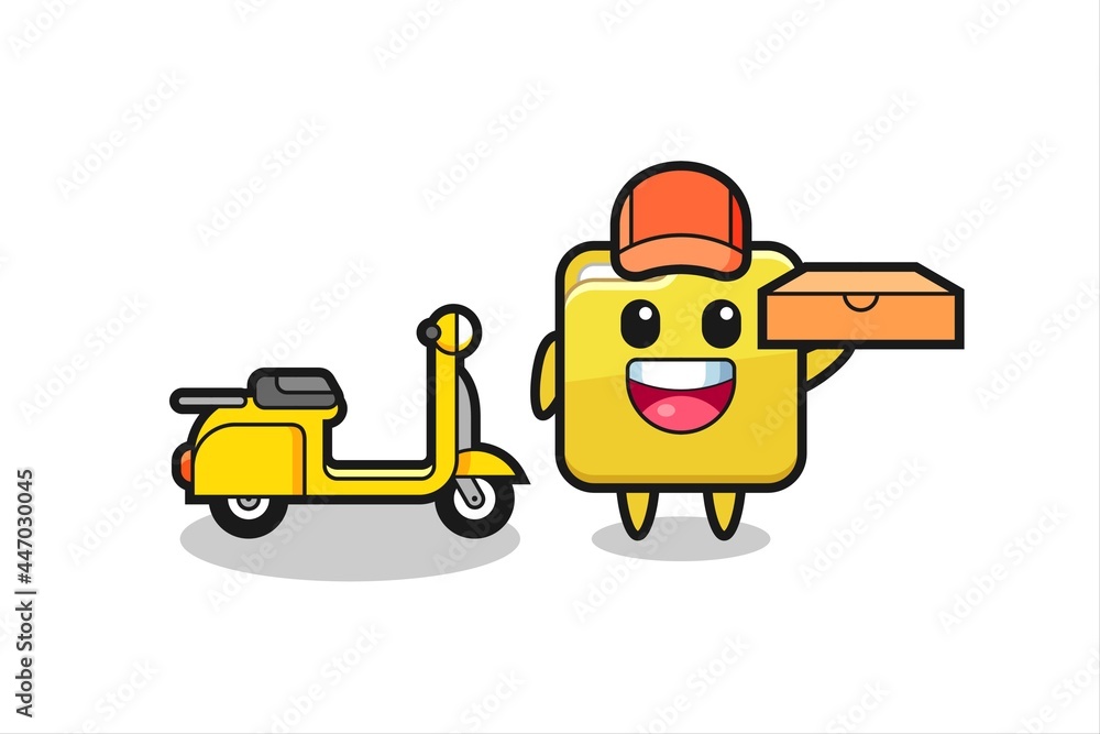 Character Illustration of folder as a pizza deliveryman Character Illustration of folder as a pizza deliveryman