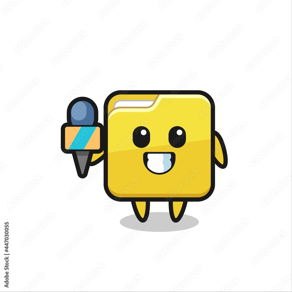 Character mascot of folder as a news reporter Character mascot of folder as a news reporter
