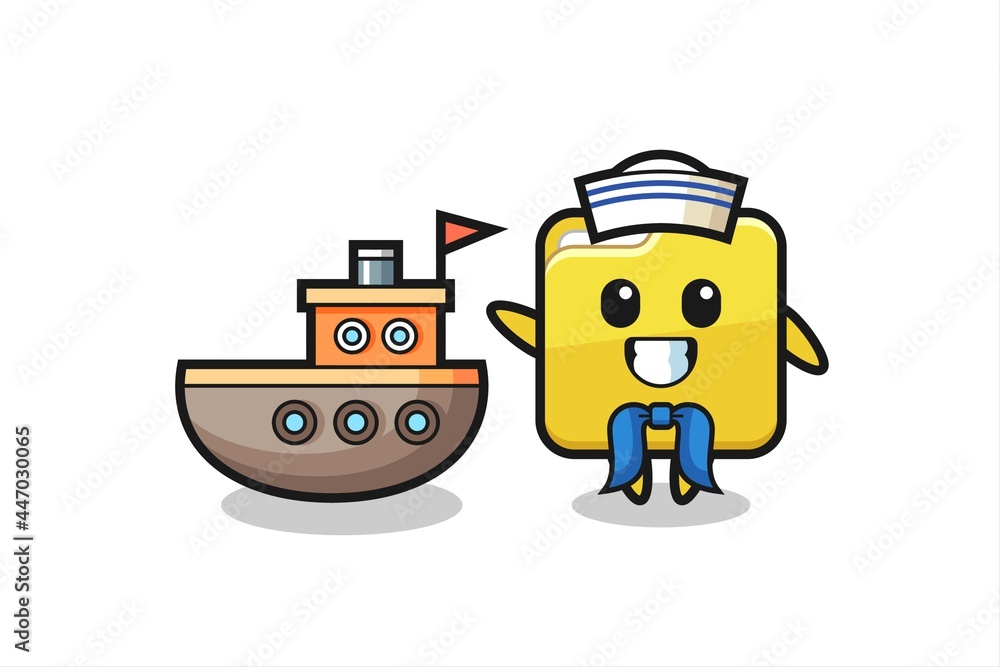 Character mascot of folder as a sailor man Character mascot of folder as a sailor man