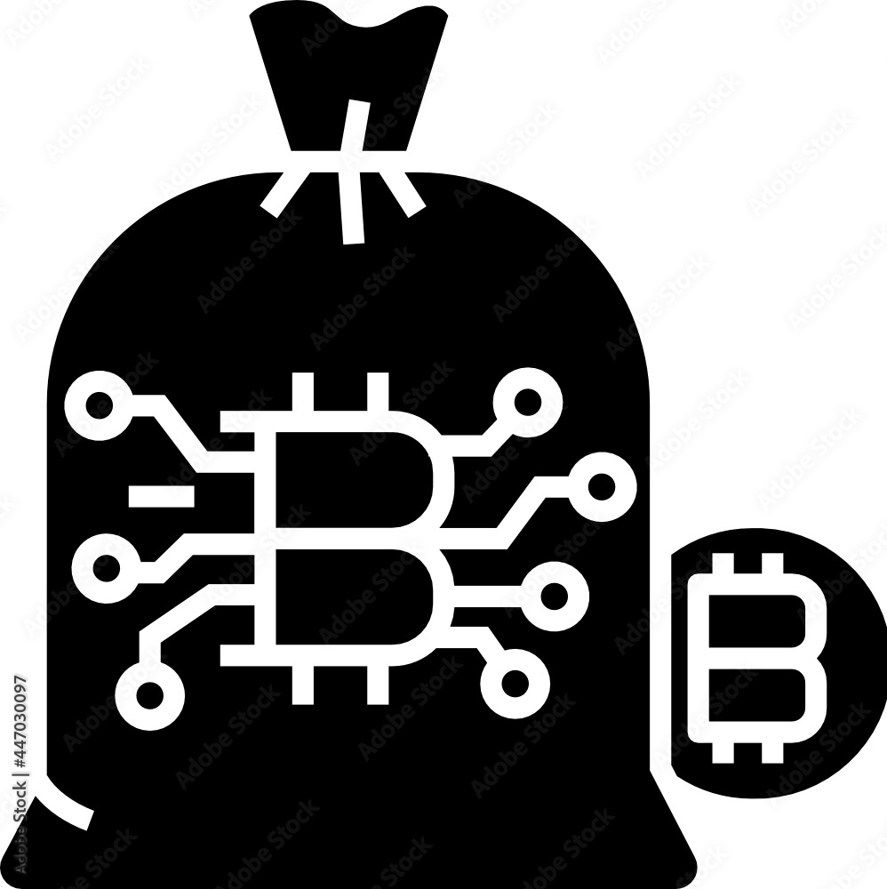 Bitcoin bag money icon. Bitcoin concept icon style Bitcoin bag money icon. Bitcoin concept icon style
