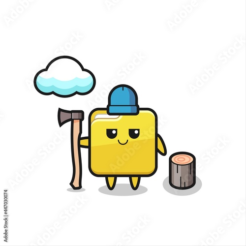 Character cartoon of folder as a woodcutter
