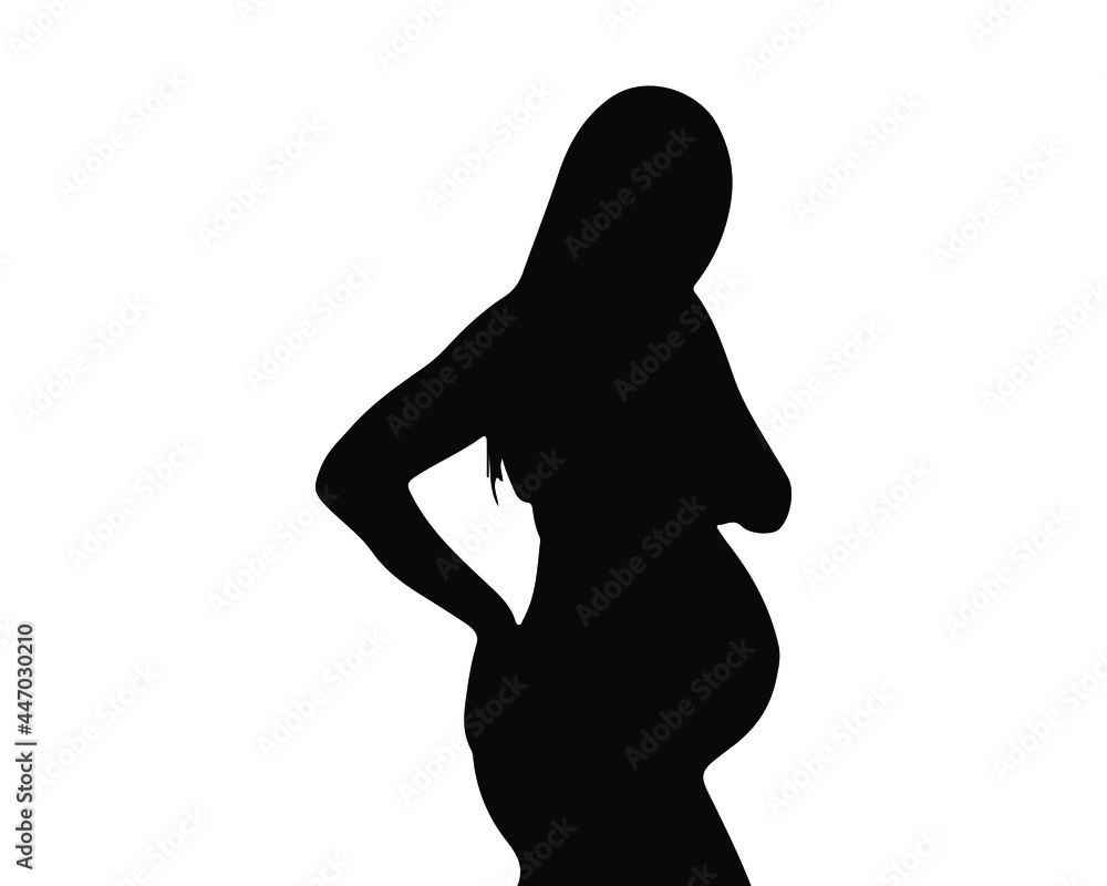 silhouette pregnant mother on white background. vector illustration